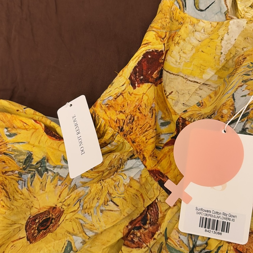 SOLD NWT SELKIE Sunflowers Cotton Ritz Gown - Picture 10 of 13